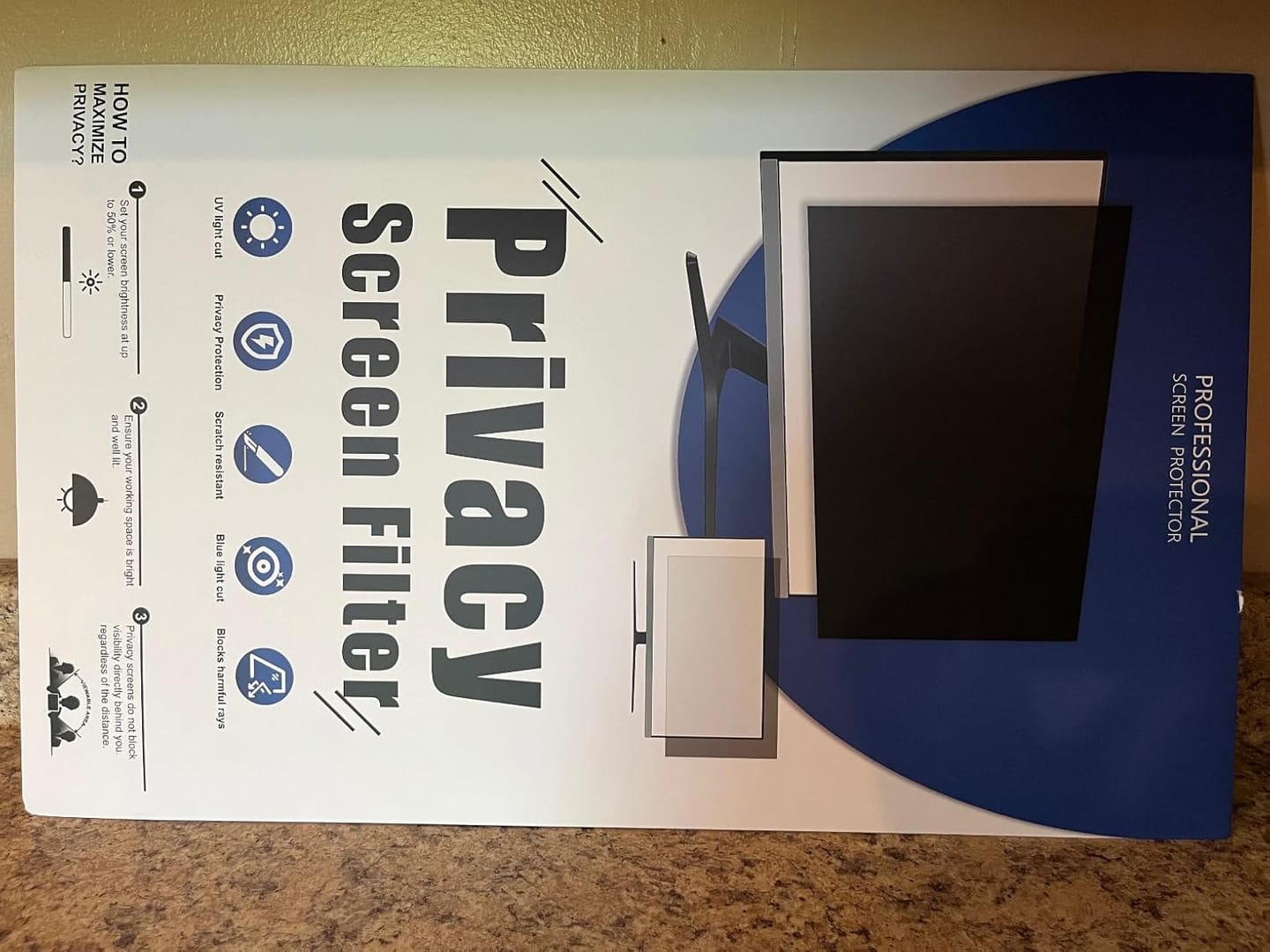Customer photo review of Removable Computer Monitor Privacy Screen Filter - for 16:9 Aspect Ratio