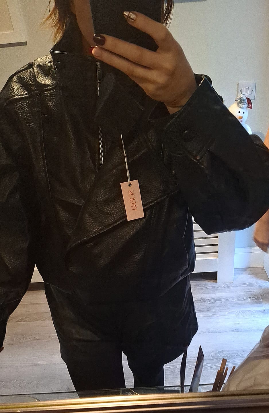 Customer photo review of Carla Asymmetrical Leather Jacket