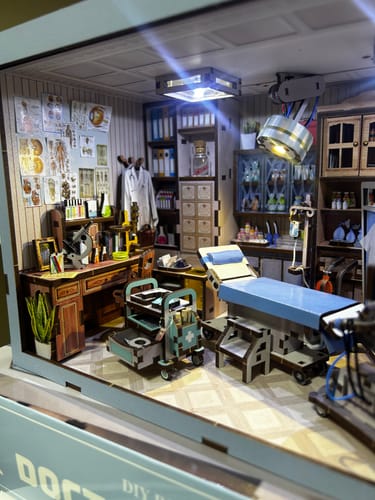 Customer photo review of Doctor's Office DIY Wooden Book Nook Shelf Insert