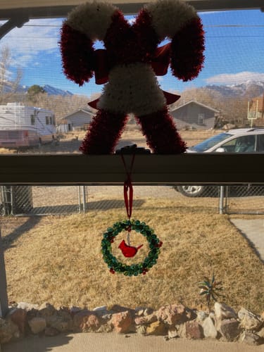 Customer photo review of Acrylic Cardinal Berry Wreath Ornament