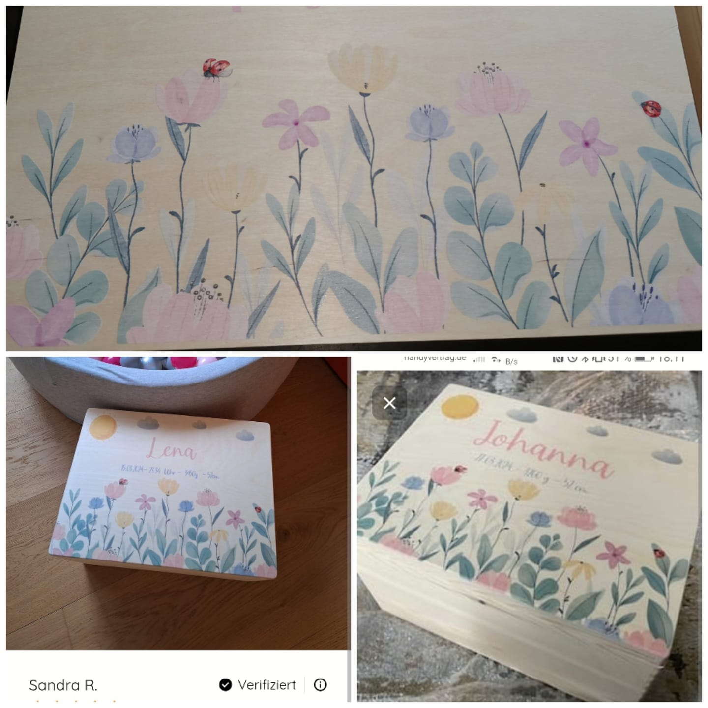 Customer photo review of Erinnerungsbox Baby - Blumengarten