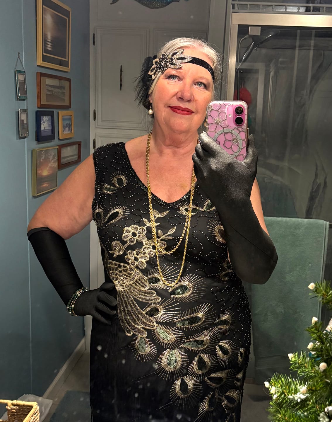 Customer photo review of Black Peacock Feather Headband