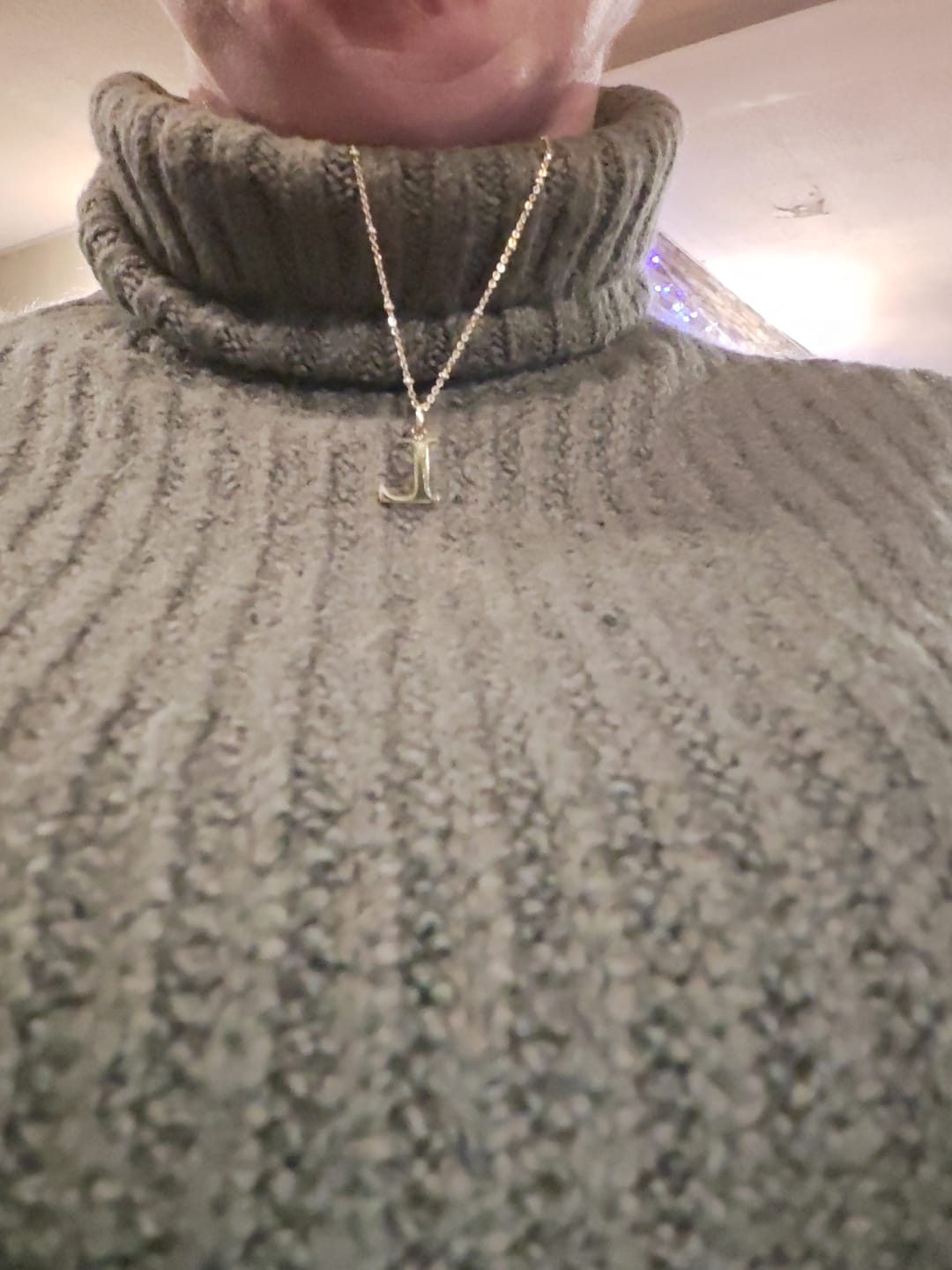 Customer photo review of L Initial Pendant Necklace + FREE Diamond Studs Gold