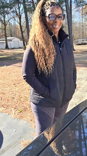 Customer photo review of 24" Swiss HD Full Lace Lightweight Human Hair Curls Boho Box Braided Wig