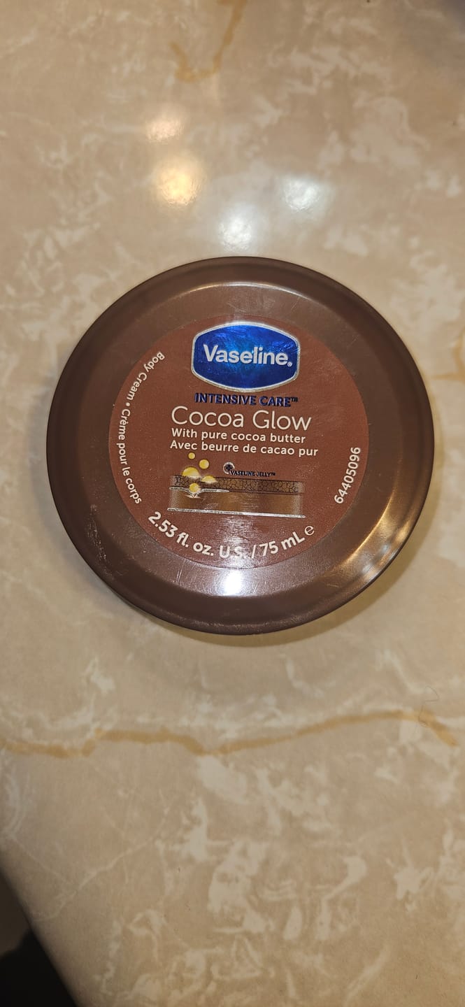 Customer photo review of Vaseline Intensive Care Cocoa Glow | Pure Cocoa Butter Body Cream – 2.53 oz