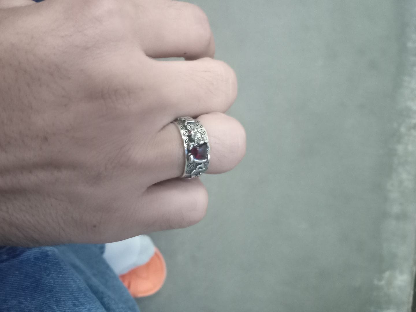 Customer photo review of FuAttract Wealth & Protection Garnet Pixiu Blessing Mantra Ring