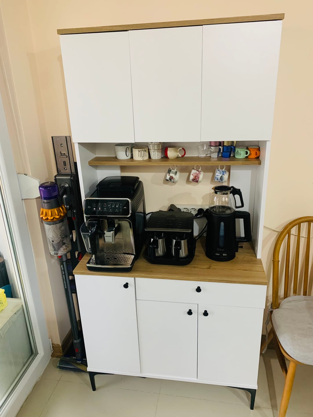 Customer photo review of Rani JE196 Çok Amaçlı Dolap 6 Kapaklı 1 Çekmeceli Kiler Mutfak Dolabı Sepet Ceviz - Beyaz