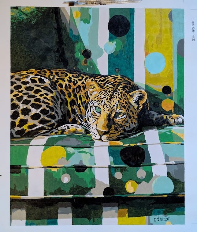 Customer photo review of Leopard on sofa | Paint by Number
