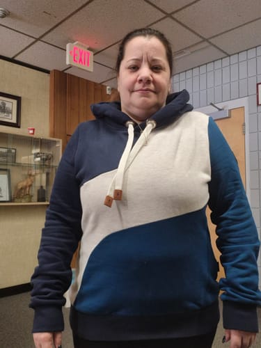 Customer photo review of Indie Contrast Panel Hoodie Teal Mix