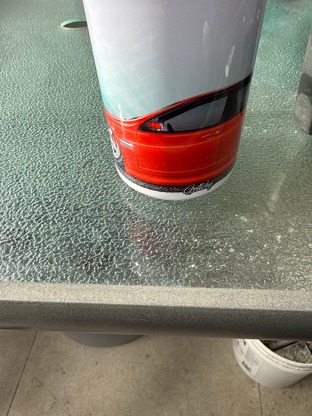 Customer photo review of RED VE Commodore Wagon Large Coffee Mug