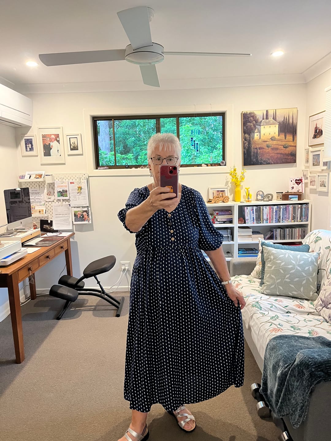 Customer photo review of Chelsa Midi Dress in Navy