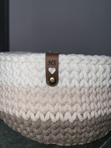 Customer photo review of Label Set mit Herz Ausschnitt - Häkelkorb Label - aus Kunstleder