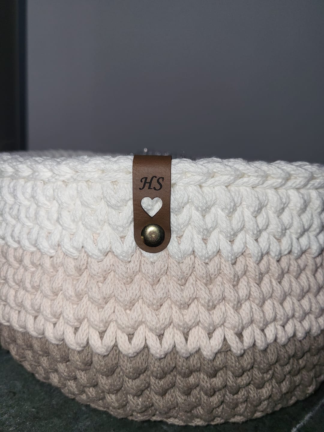 Customer photo review of Label Set mit Herz Ausschnitt - Häkelkorb Label - aus Kunstleder