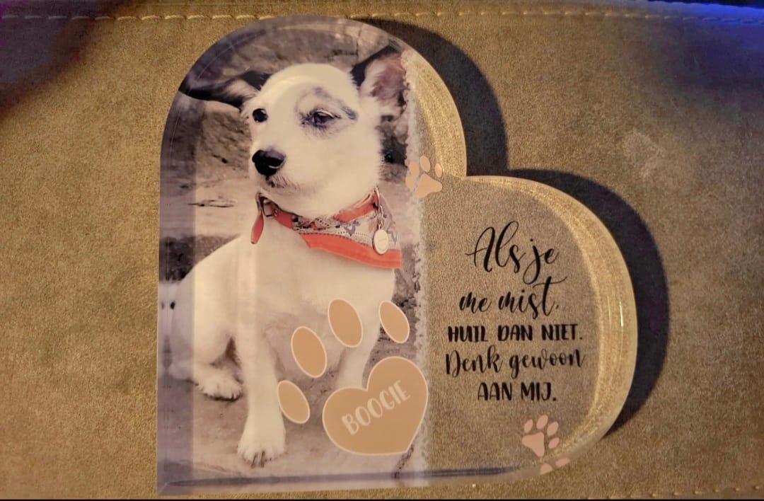 Customer photo review of Als je me mist - Gepersonaliseerd glazen hart
