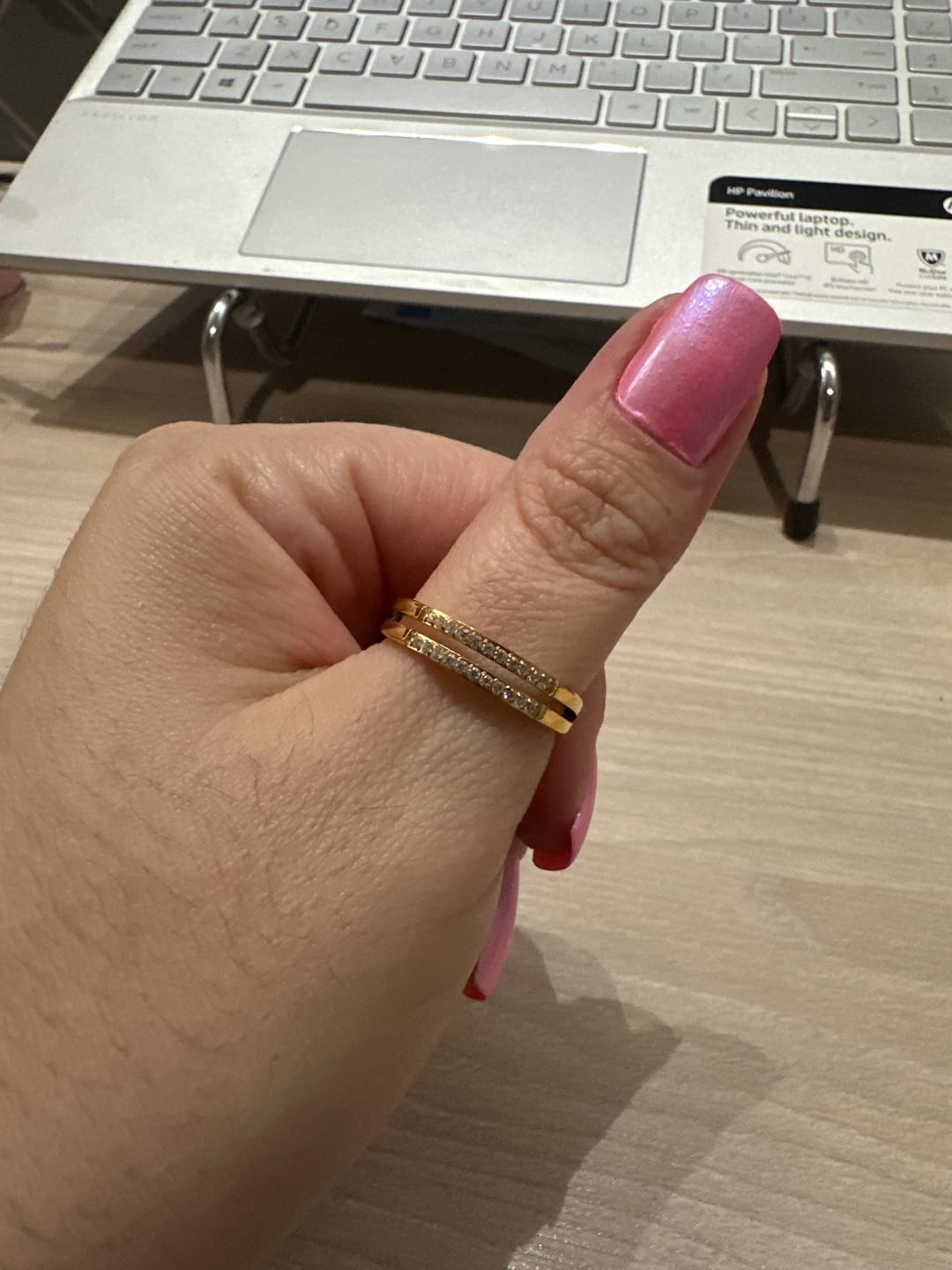 Customer photo review of Anel Duplo Camada Banhado em Ouro 18k