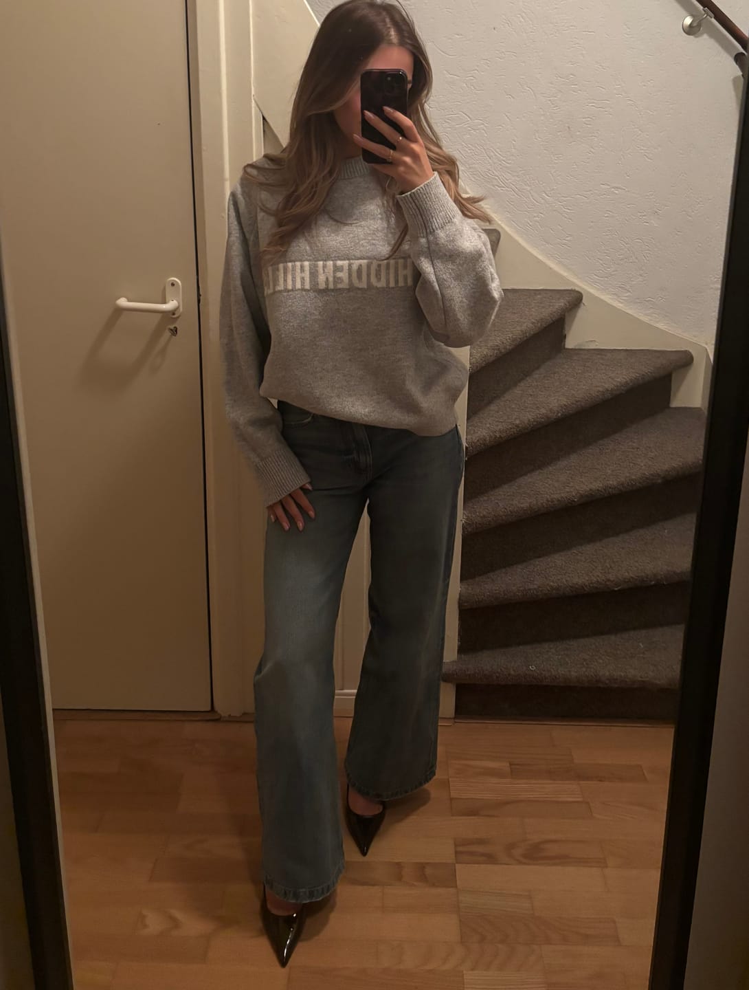 Customer photo review of KNIT SWEATER LIGHT GREY