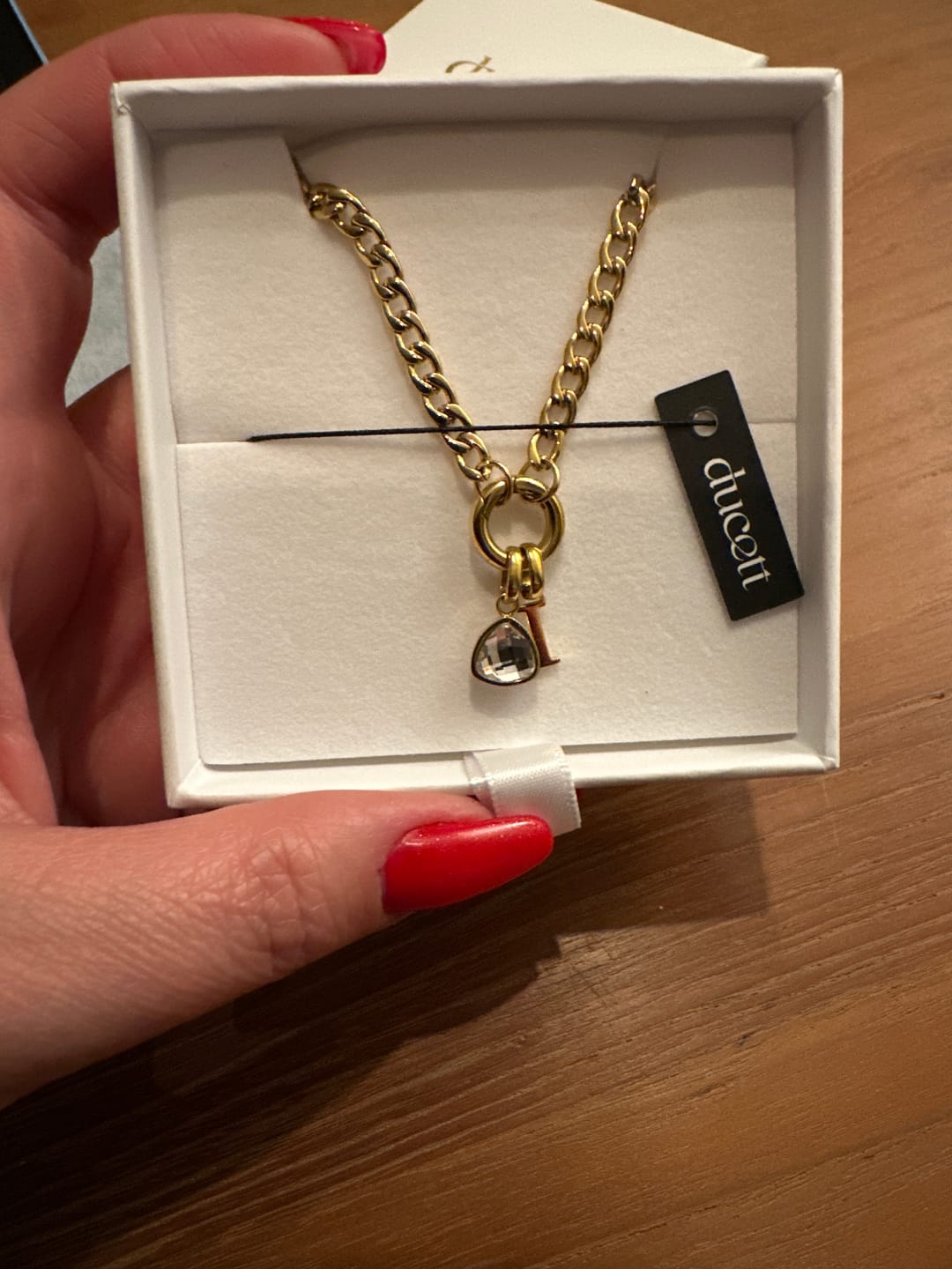 Customer photo review of Letter & birthstone necklace gold