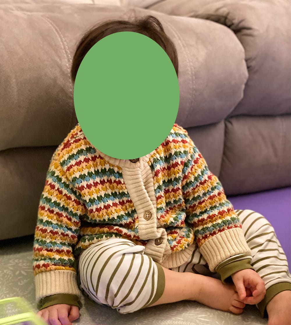 Customer photo review of From One To Another Rainbow Days Knitted Cardigan