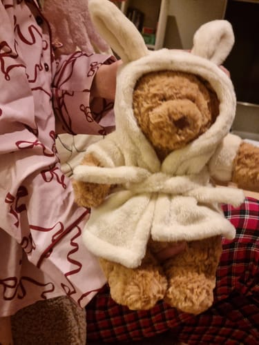 Customer photo review of Bartholomew Bear Bathrobe | Jellycat