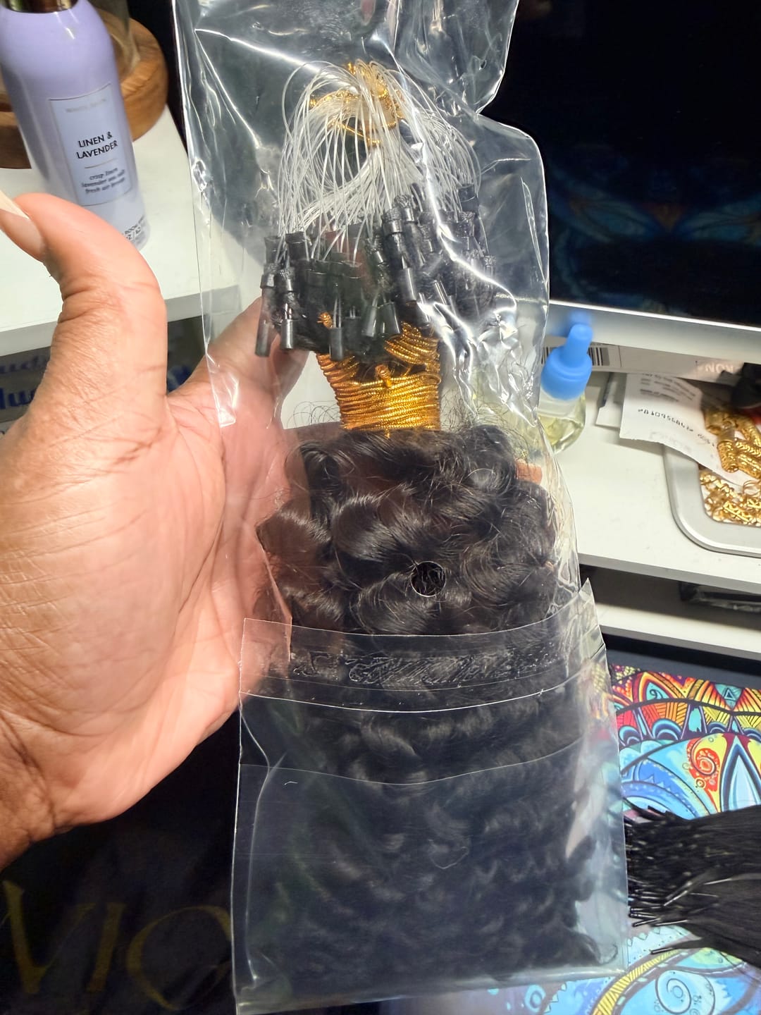 Customer photo review of Natural Color Water Wave Micro Loop Hair Extension