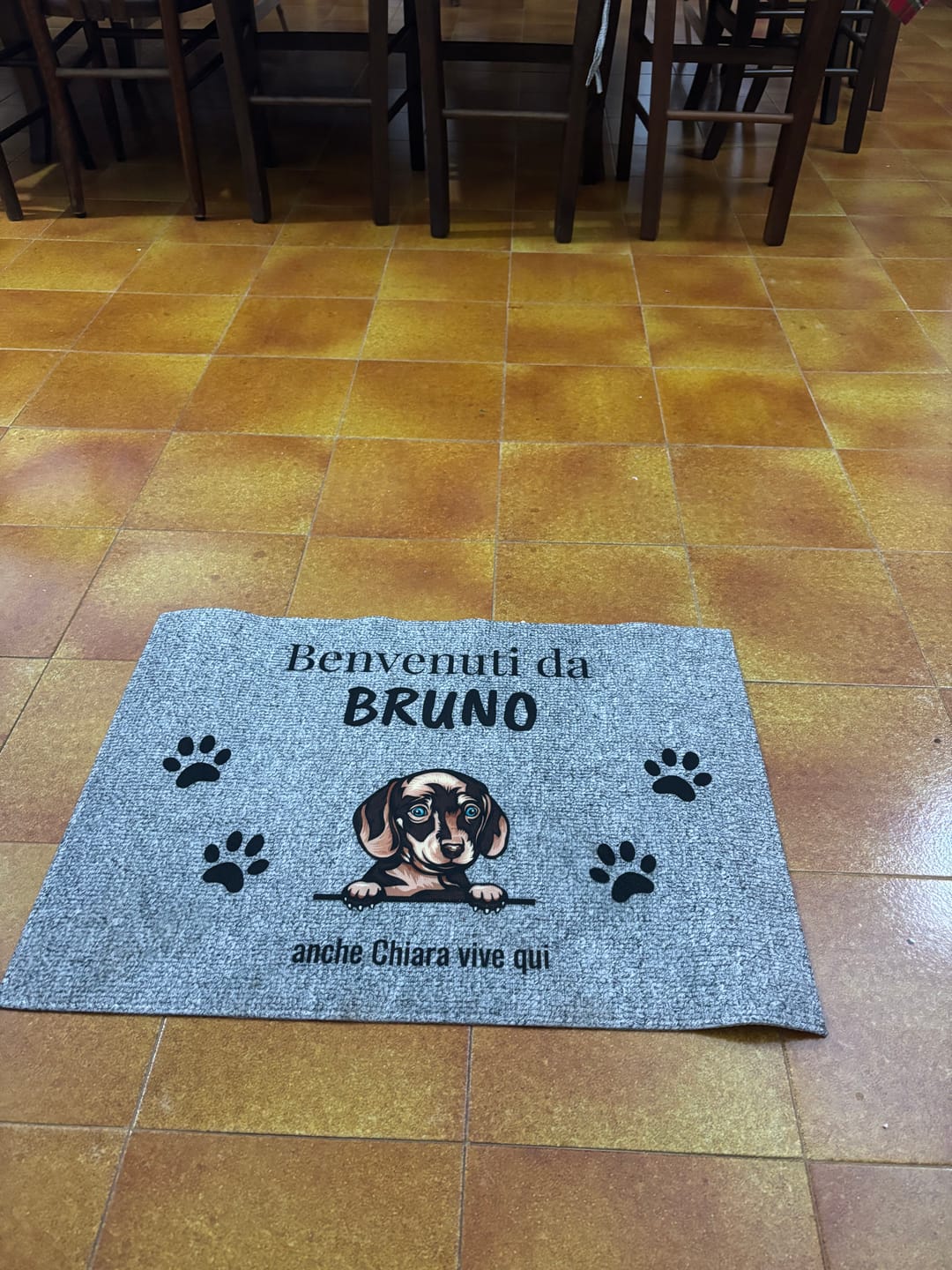 Customer photo review of Benvenuti da – Zerbino personalizzato