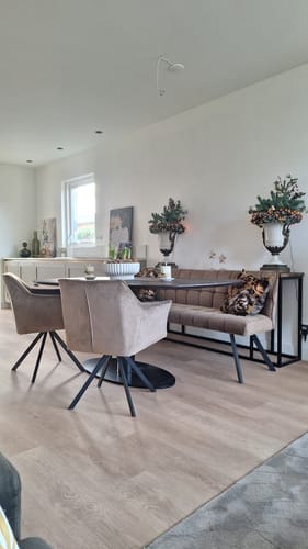 Customer photo review of Eetkamerbank Vantage - Champagne - Velvet - 180 cm