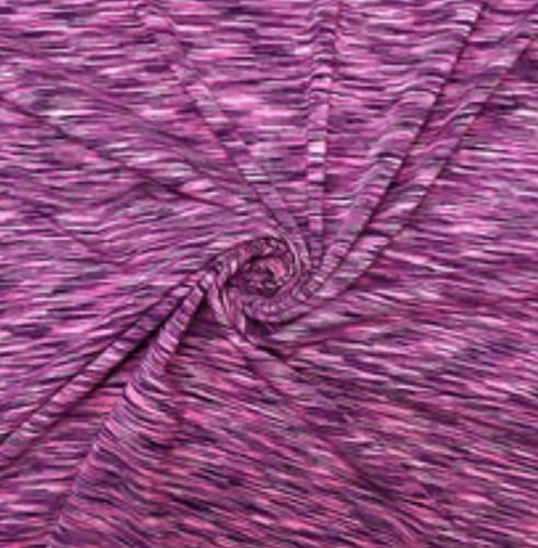 Customer's close-up of the purple Melange Active Wear Sports Jersey Fabric, swirled to show the soft texture.