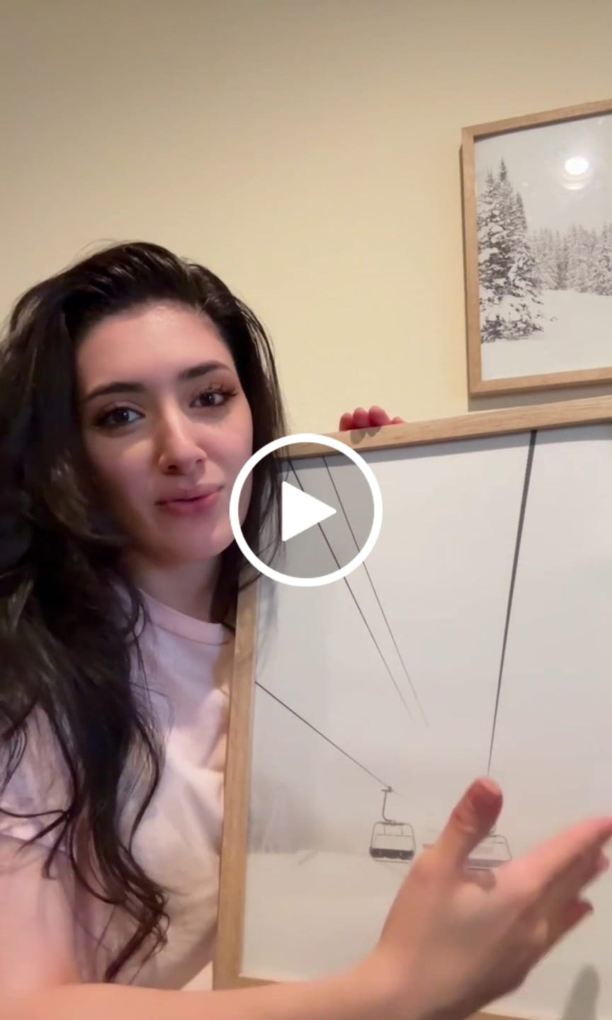 Customer video review of Winter Skiing Black White Wall Art. Ski Lift, Snowy Forest