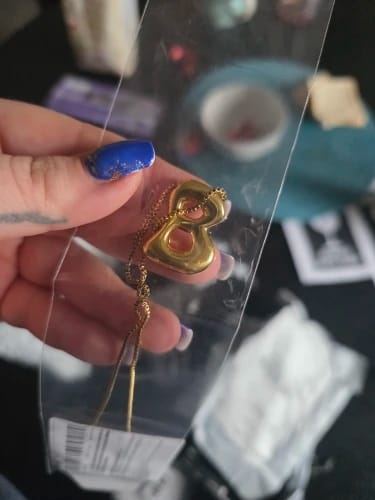 Customer photo review of Aurelia Necklace - Customizable Letter Pendant