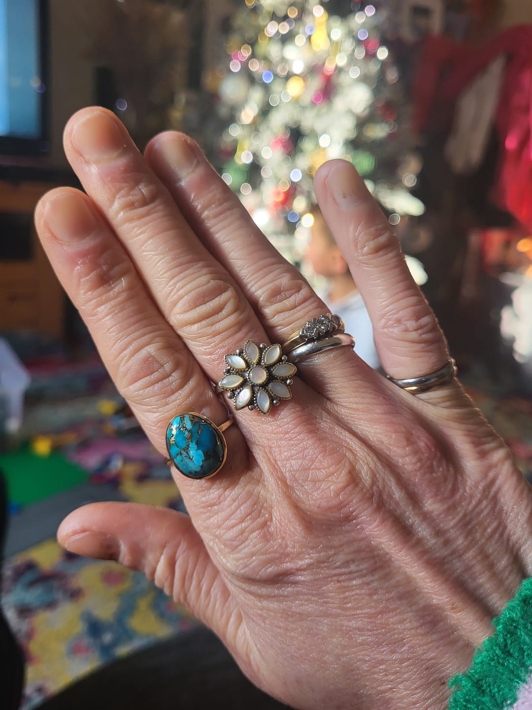 Customer photo review of Copper Turquoise Large Teardrop Oval Ring