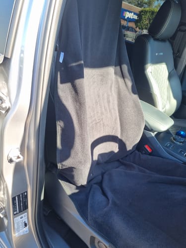 Customer photo review of Waterproof Car Seat Towel – Black | Towel Society