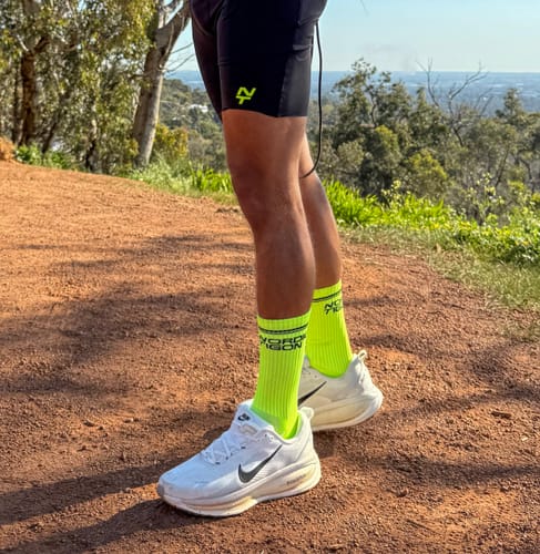 Customer photo review of Velocity Compression Socks - Mid - Flash Yellow
