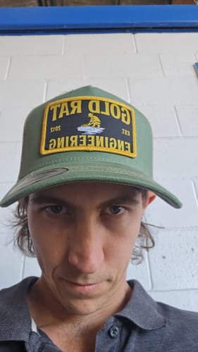 Customer photo review of Country Stitch Trucker | GREEN DENIM - KHAKI  Gold rat Engineering