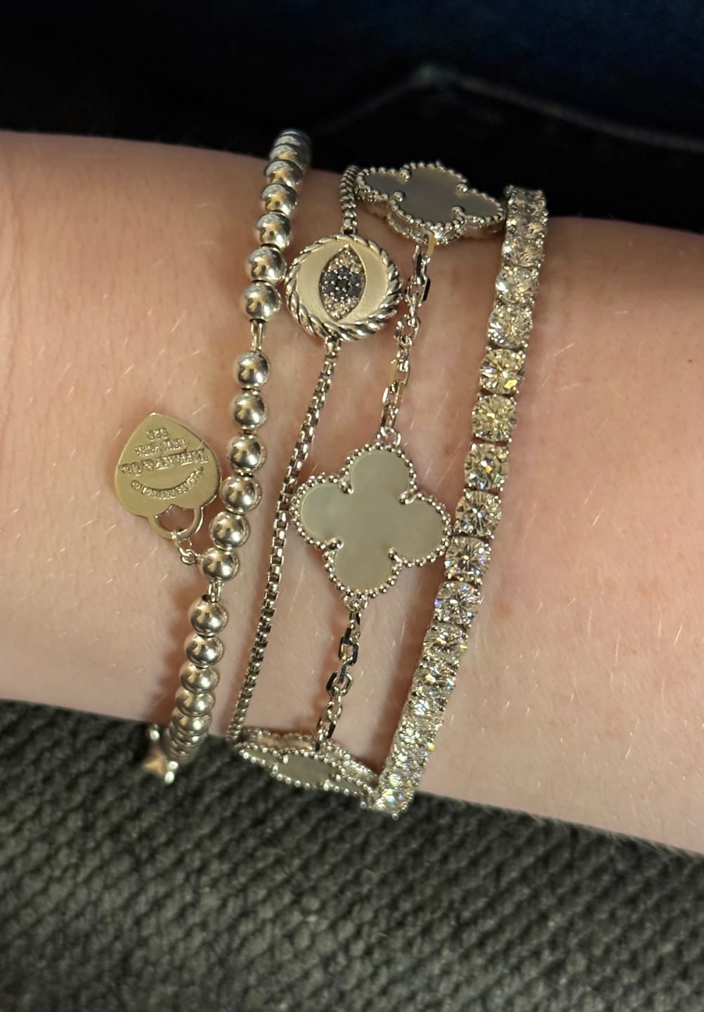 Customer photo review of 925 Silver, Lucky Clover Leaf Bracelet, 18K Gold Plated