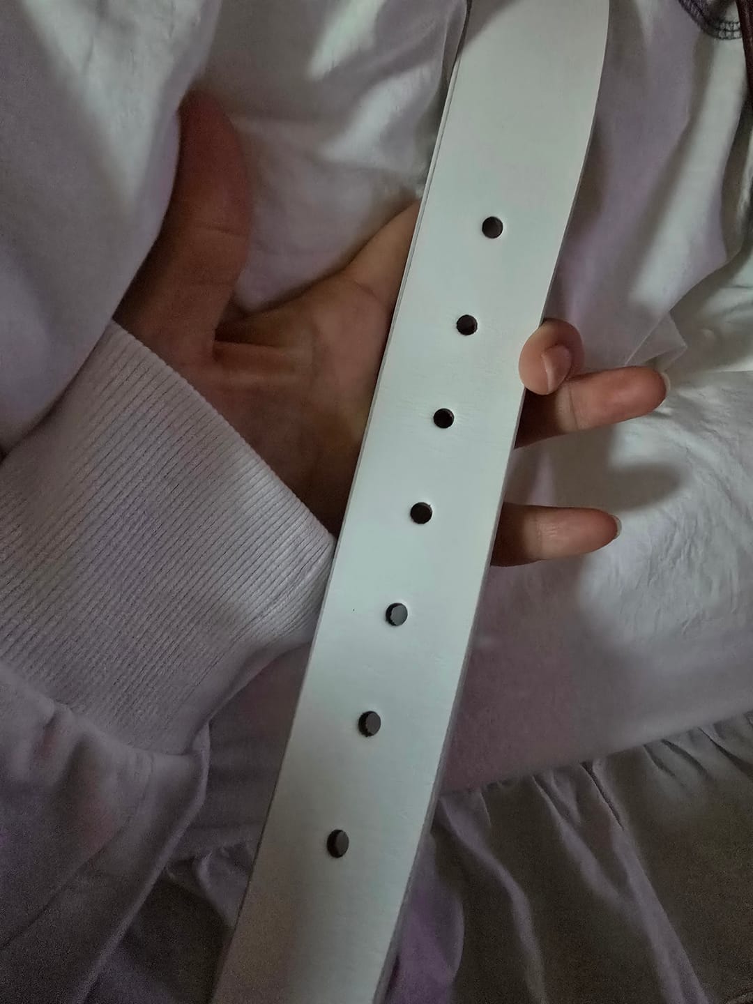 Customer photo review of The Fairway Belt - White 100% Full Grain Leather Belt