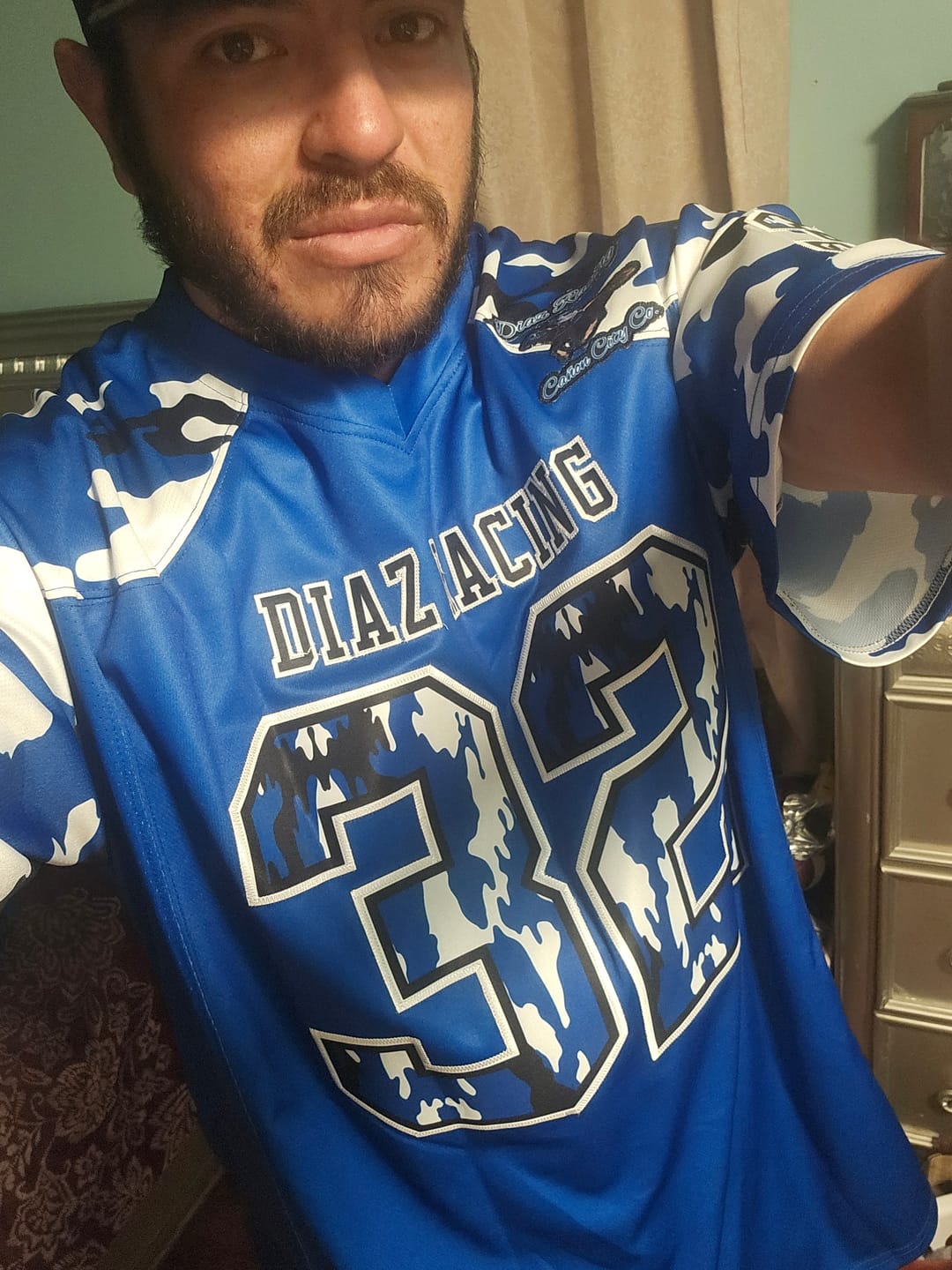 Customer photo review of Custom Royal Black-White Personalized Camo Authentic Football Jersey