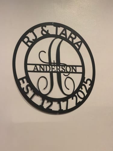 Customer photo review of Elaborate Name - Steel Sign