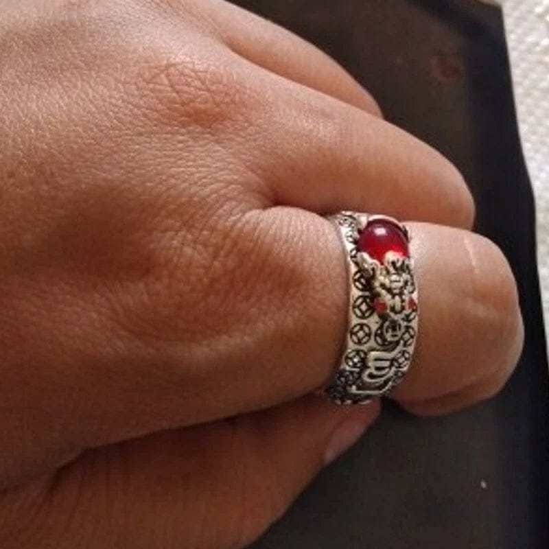 Customer photo review of FuAttract Wealth & Protection Garnet Pixiu Blessing Mantra Ring