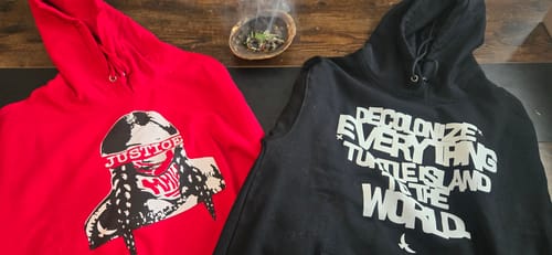 Customer photo review of Decolonize Everything 2.0 Hoodie