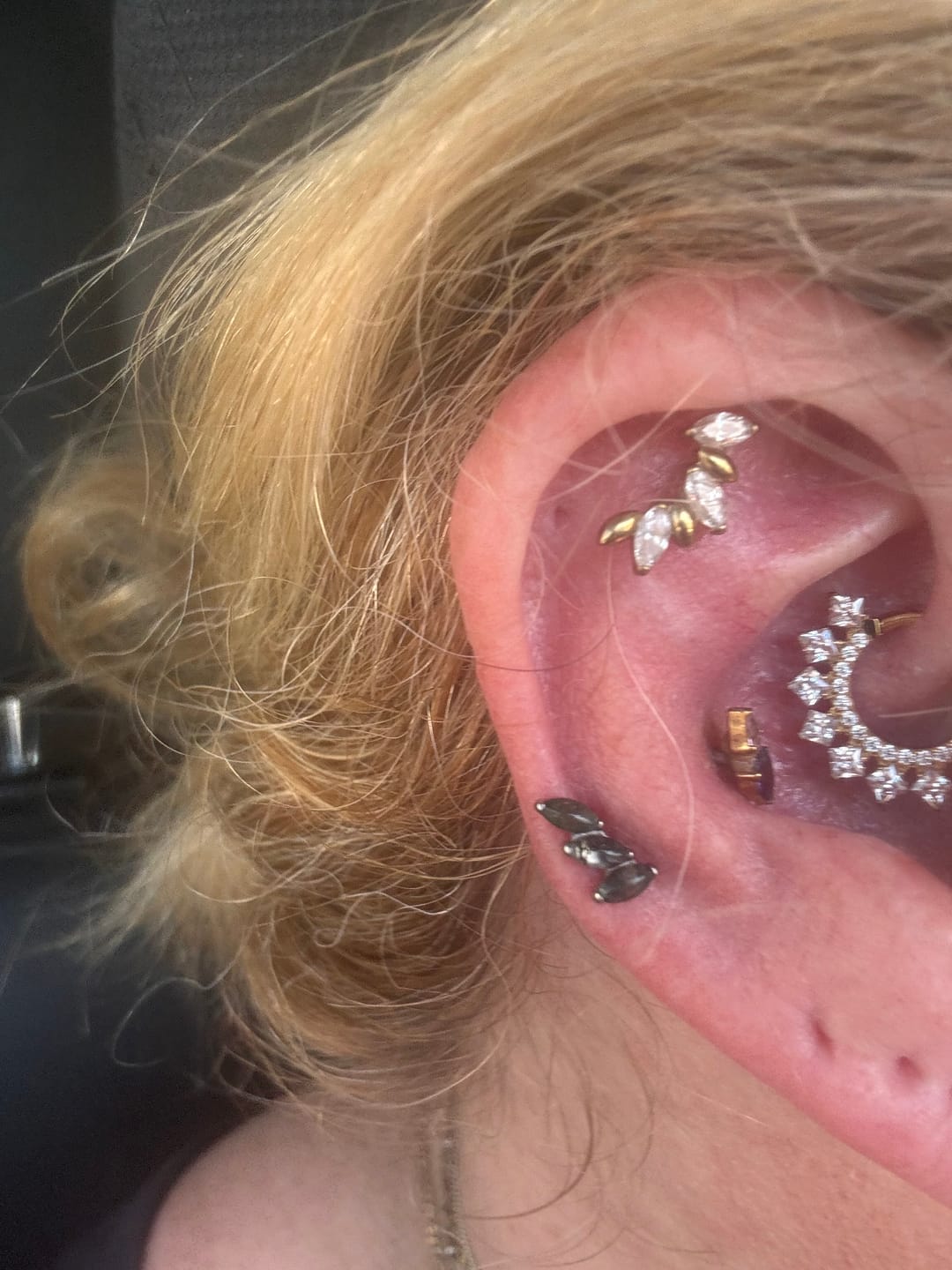 Customer photo review of The Titanium Tri Garnet 4mm Stud Top