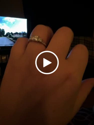 Customer video review of Three Stone Princess Cut Moissanite Pavé Set Engagement Ring