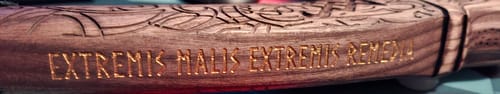 Customer photo review of Hand-forged "Ragnarok Kratos axe" with carved handle and Glow-in-the-Dark Runes