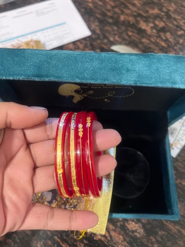Customer photo review of “22k Hallmark Red Divya Shringar Bangle” (2 pis)