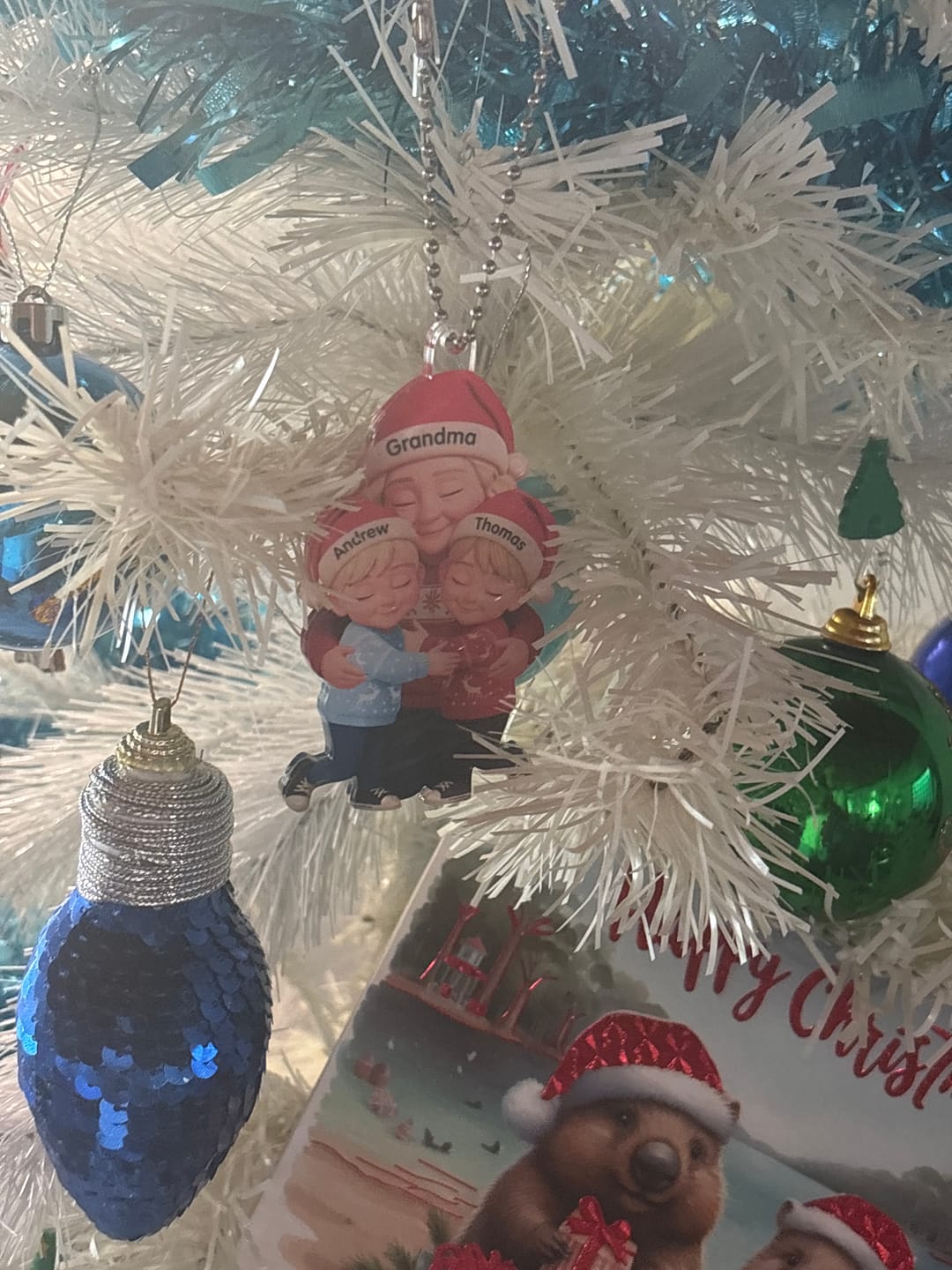 Customer photo review of Grandma Hugging Grandkids - Personalized Acrylic Ornament - Heartwarming Christmas Gift for Grandma, Grandkids
