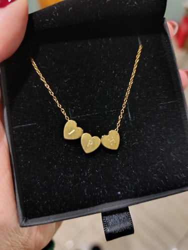 Customer photo review of Amo Heart Triple Bead Necklace in Gold