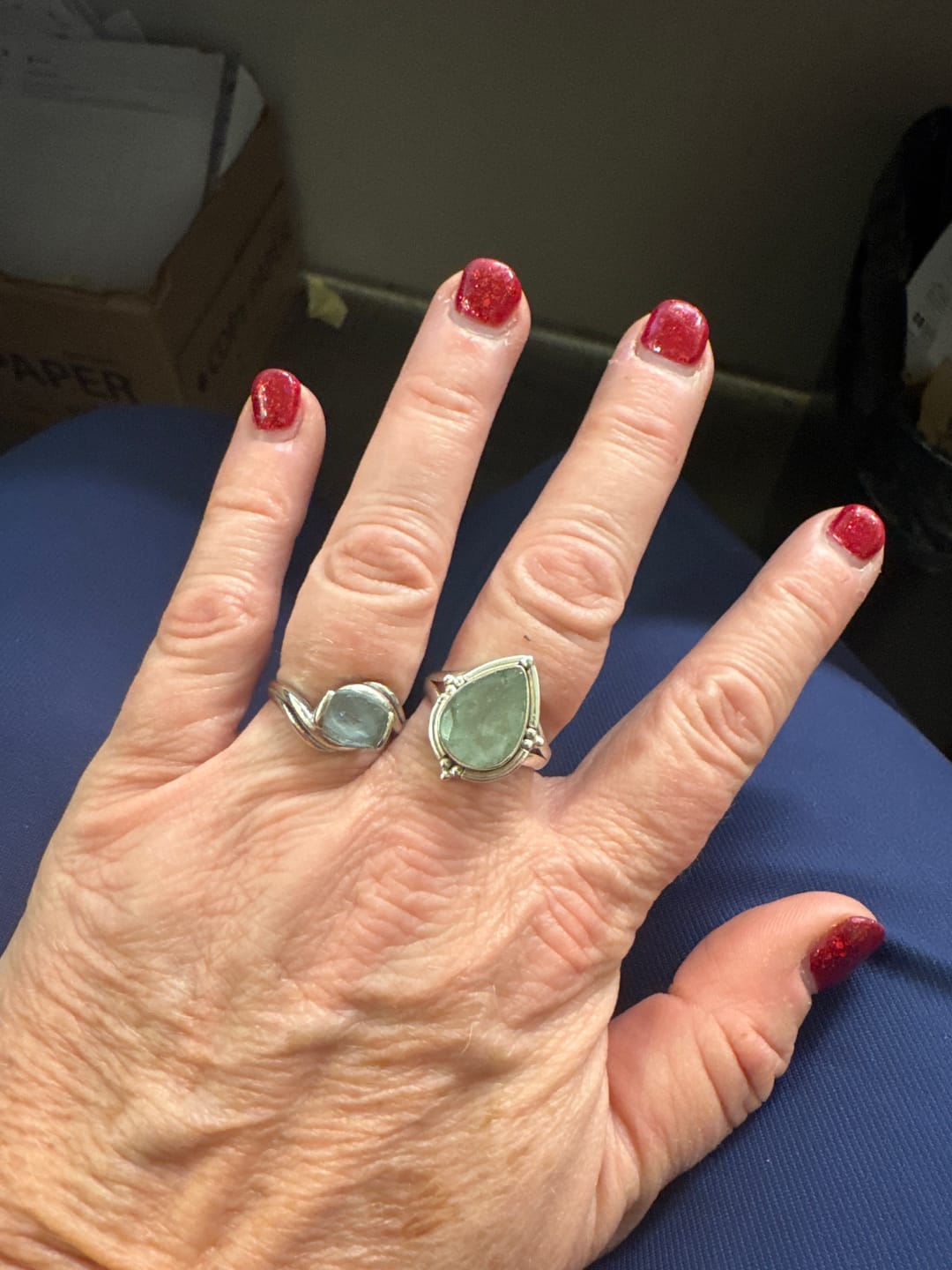 Customer photo review of Teardrop Aquamarine Ring Sterling Silver