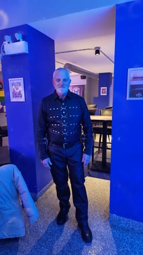 Customer photo review of Alpha Buckled Leather Shirt