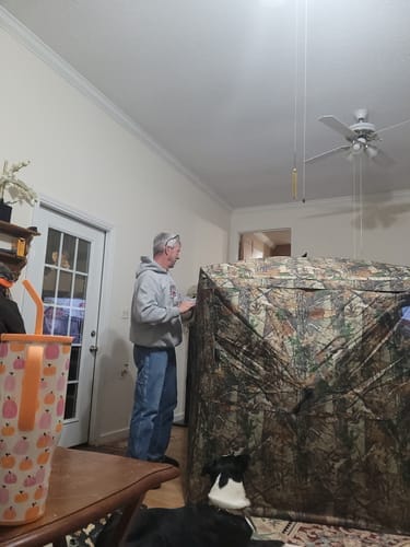 Customer photo review of VisMax See Through Blind | 270° Pop Up 3-4 Man Deer Blind | Portable Ground Blind Hunting for Sale with Hunters Comfort Design