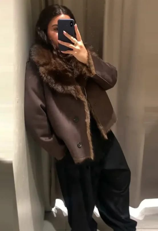 Customer photo review of Jacky Reversible Faux Fur Leather Jacket