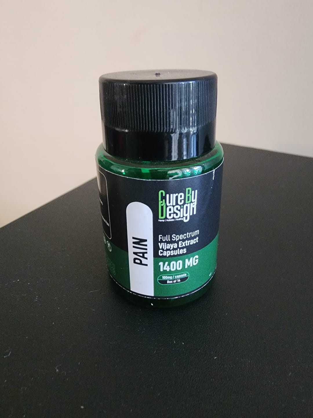 Customer photo review of Cure By Design - Pain | 100mg/Capsule - THC Dominant (1:4 - CBD:THC)